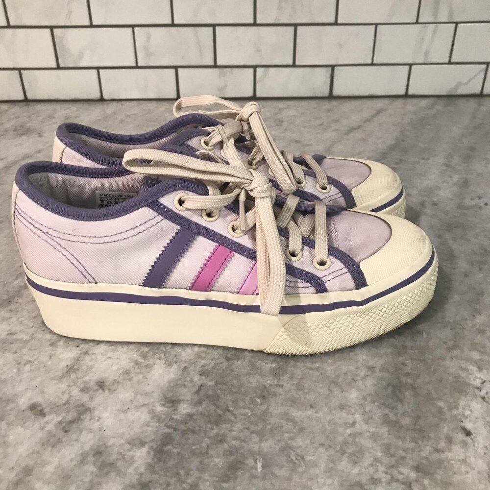 Adidas Nizza Platform Shoes Womens 6 Purple Parley Canvas Sneakers J Crew